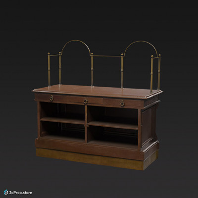 3d scan of an elegant wooden counter from the 1900s Europe