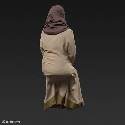 3D scan of a sitting noble woman from the 900s, Europe, Middle Ages.