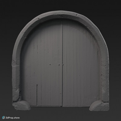 A photogrammetry recorded 3D model of a two winged door.