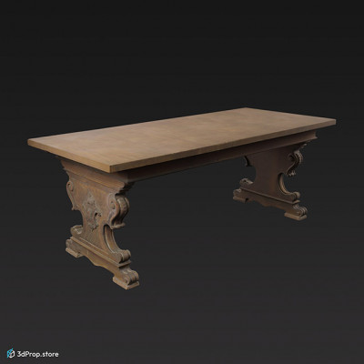 3D scan of a long wooden table.