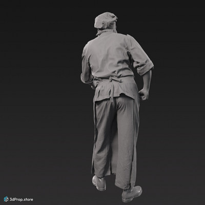 3D scan of a confectionar standing with a baking peel in his hand.