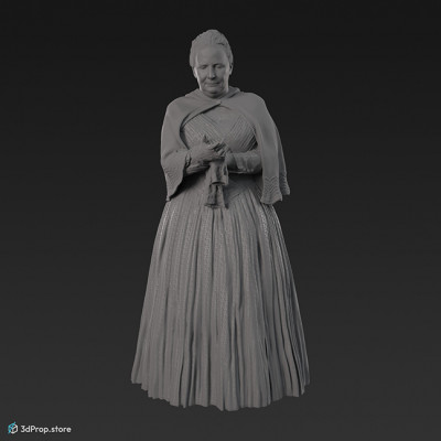 3d scan of a standing woman in simple clothes from the 1840.