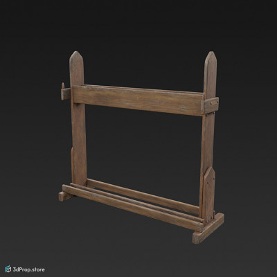 This is an original 3D model of a wooden weapon rack from the Middle ages