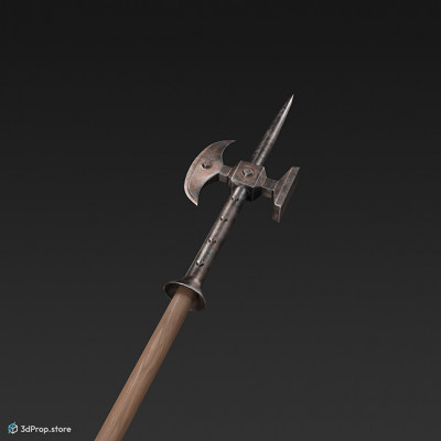 This is an original 3D model of a poleaxe from the Middle ages