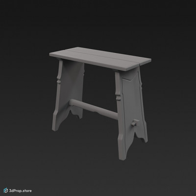 This is an original 3D model of a simple wooden stool from the Middle ages