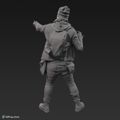 3D scan of a standing man in assorted military clothes.