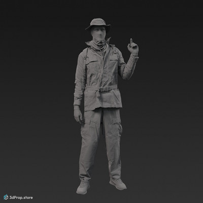 3D scan of a standing man in assorted military clothing.