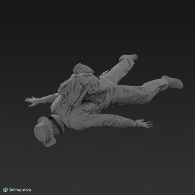 3D scan of a man in assorted military clothing in a lying pose