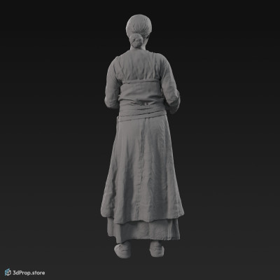 3D scan of a standing viking woman, wearing linen and leather from the 900s, Europe.