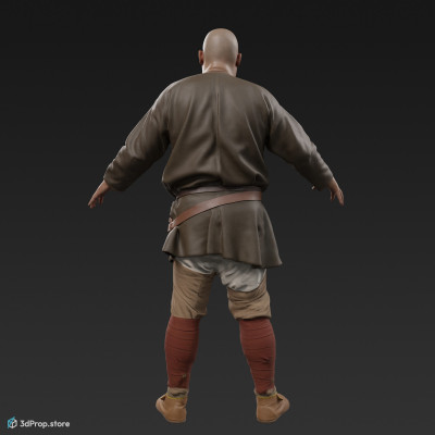 3D scan of a standing norman warrior man in an A posture from 1050, Europe.