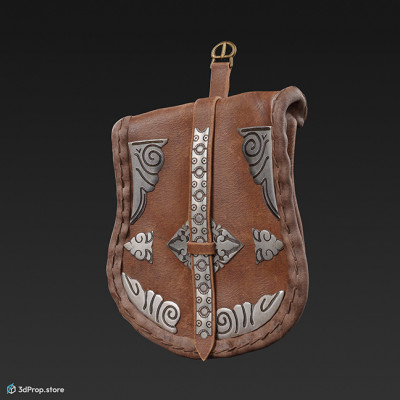 3d scan of a simple Scandinavian leather belt pouch of a warrior from 1000, Europe.