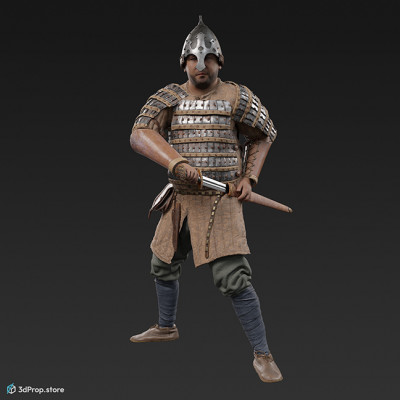3D scan of an elite warrior man from the 1000, Europe.