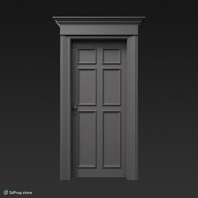 3D model of a six panel wooden door from the 1900s.