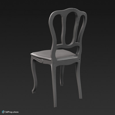 3D scan of a moderately decorated wooden chair with gold plated frame, from 1900, Europe.