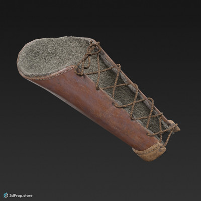 3D scan of a brown, leather forearm band with corset from 900, Europe.