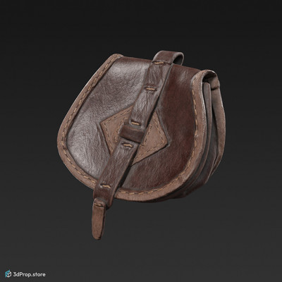 3d scan of a decorated, leather belt bag from 900, Europe.