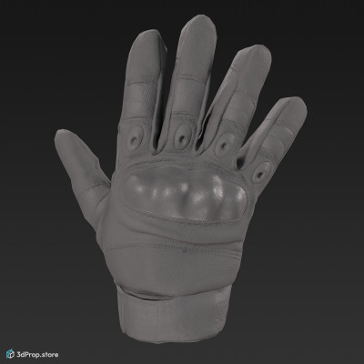 3D scan of a combat gloves in different color variations, made of Kevlar and other reinforced synthetic materials, which prolongs the life of the glove, from 2020, USA.