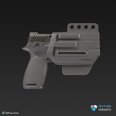 3D model of a handgun with different color / texture variations, used by military and law enforcement units worldwide, from 2023, USA.