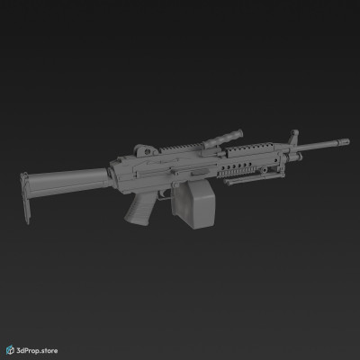 3D model of a light machine gun, also known as the Squad Automatic Weapon (SAW), used by infantry units, from 1970s, United States.