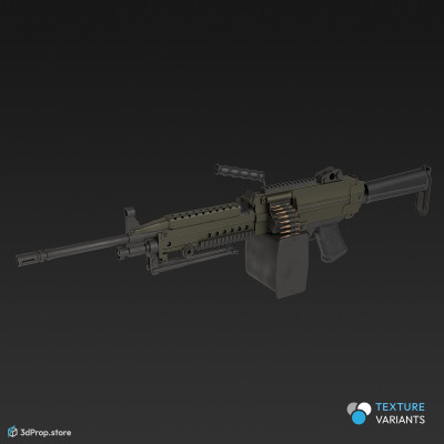 3D model of a light machine gun, also known as the Squad Automatic Weapon (SAW), used by infantry units, from 1970s, United States.