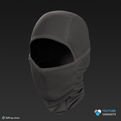 3D scan of a military face mask in different color variations, made of nylon and polyester, from 2000.