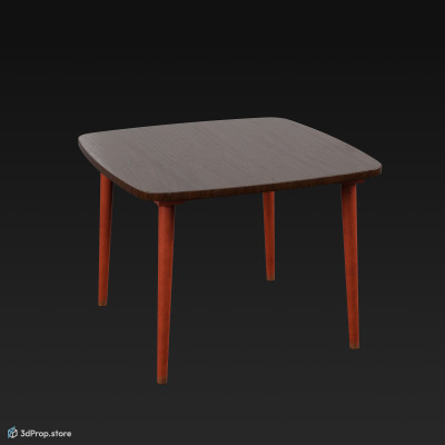 3D model of a dining table, made from wood, from 1960, USA.