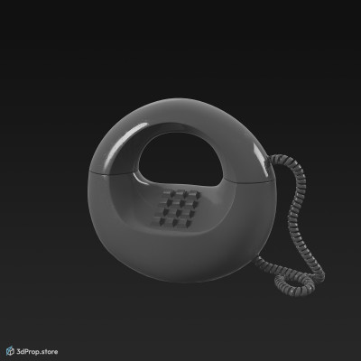 3D model of a yellow, plastic wired telephone from 1960, USA.