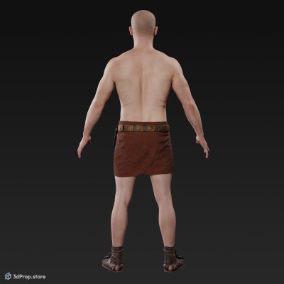 3D scan of a standing unequipped gladiator man in an A pose from AD 30, Roman Empire, Europe.