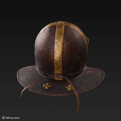 3D scan of a metal and leather helmet from AD 30, ancient Roman Empire, Europe.