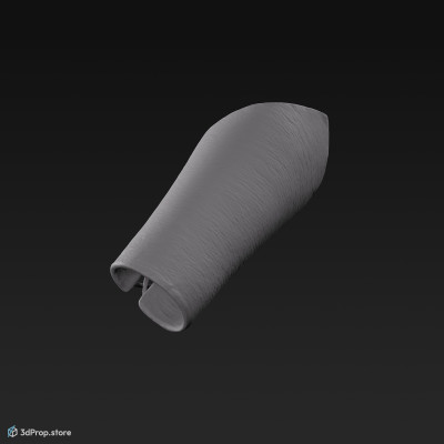 3D scan of a brown leather forearm band with corset from AD 30, Roman Empire, Europe.