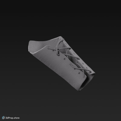 3D scan of a brown leather forearm band with corset from AD 30, Roman Empire, Europe.