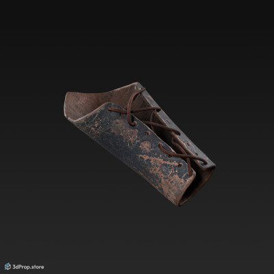 3D scan of a brown leather forearm band with corset from AD 30, Roman Empire, Europe.