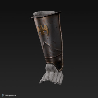 3D scan of a leather and metal leg protector from AD 30, Roman Empire, Europe.