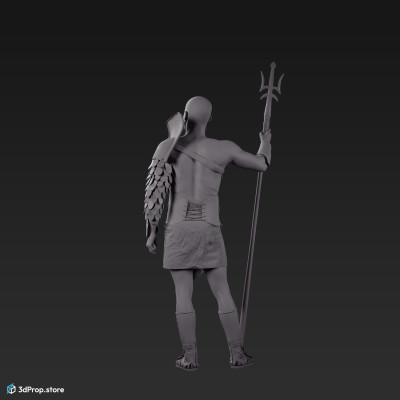 3D scan of a standing retiarius or veles class gladiator man from AD 30, Roman Empire, Europe.