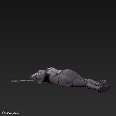 3D scan of defeated retiarius or veles class gladiator man from AD 30, Roman Empire.