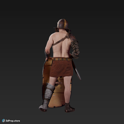 3D scan of a Provocator or Challenger class gladiator man in a standing pose from AD 30, Roman Empire, Europe.