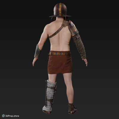 3D scan of a standing Provocator or Challenger class gladiator man in an A pose from AD 30, Roman Empire, Europe.