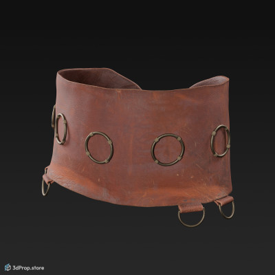 3d scan of a red leather belt from AD 30, Roman Empire, Europe.