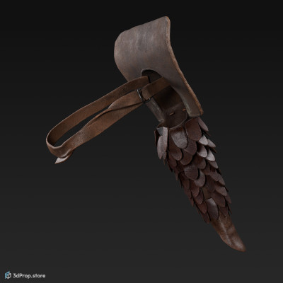 3D scan of a brown leather and metal arm protector from AD 30, Roman Empire, Europe.