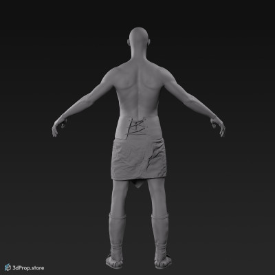 3D model of a standing unequipped gladiator man in an A pose with base clothes from AD 30, Roman Empire, Europe.