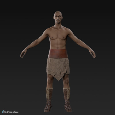 3D model of a standing unequipped gladiator man in an A pose with base clothes from AD 30, Roman Empire, Europe.
