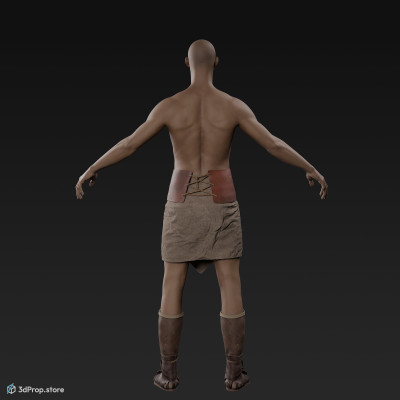 3D model of a standing unequipped gladiator man in an A pose with base clothes from AD 30, Roman Empire, Europe.