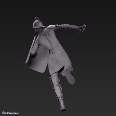 3D model of a Thraex class gladiator man with clothes from the 1st century (AD 30) Roman Empire