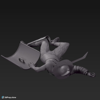 3D model of a Thraex class gladiator man with clothes from AD 30, Roman Empire, Europe.
