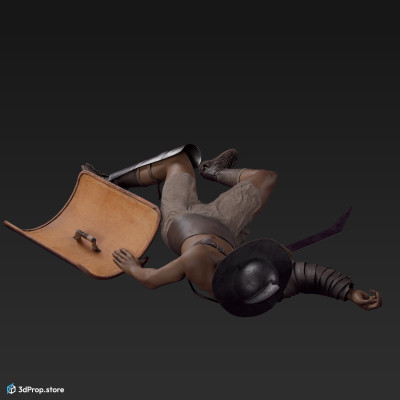 3D model of a Thraex class gladiator man with clothes from AD 30, Roman Empire, Europe.