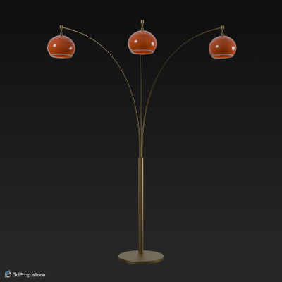 3D model of a metal standing lamp from 1960, USA.