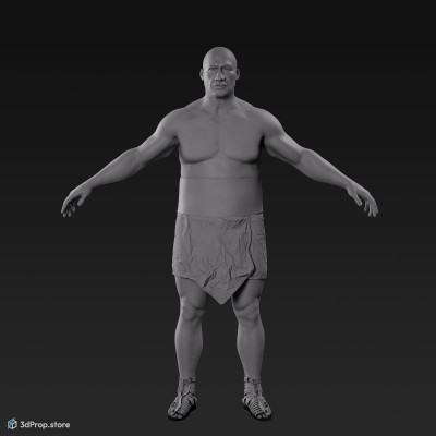 3D scan of a standing unequipped gladiator man in an A pose from AD 30, Roman Empire, Europe.