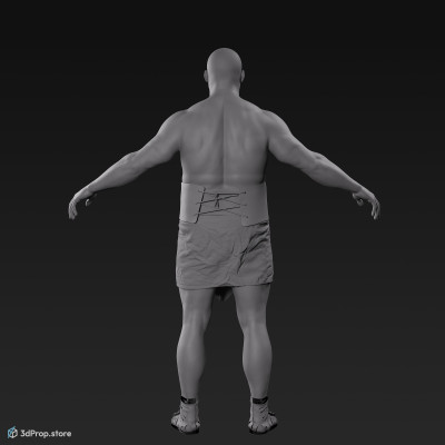 3D scan of a standing unequipped gladiator man in an A pose from AD 30, Roman Empire, Europe.
