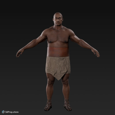3D scan of a standing unequipped gladiator man in an A pose from AD 30, Roman Empire, Europe.