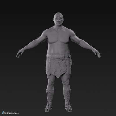3D model of a man in an A pose with base clothes from AD 30, Roman Empire, Europe.